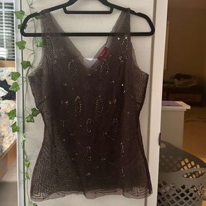Gorgeous vintage beaded mesh tank